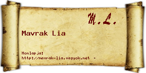 Mavrak Lia névjegykártya